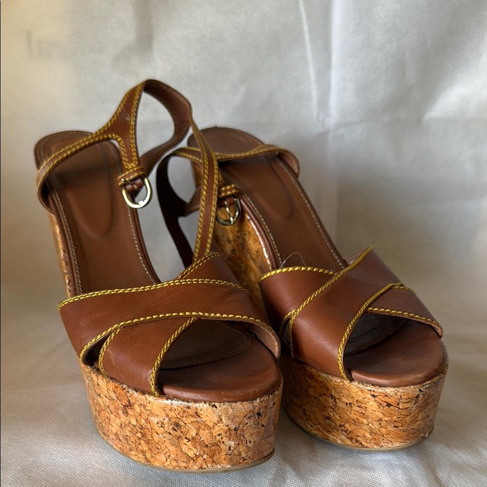 Brown Platform Wedge Sandals